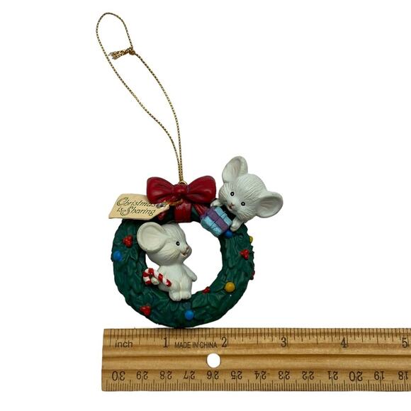 Vintage Christmas Wreath With Mice Ornament Green Lustre Fame Christmas Sharing - Picture 16 of 16